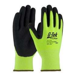 LARGE G-Tek CR Hi-Vis Lime PolyKor 13G Shell DD Blk