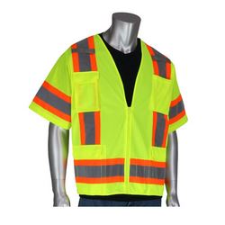 2X Solid/Mesh Vest Zipper 6 Pockets Mic Tab Two Tone Tape