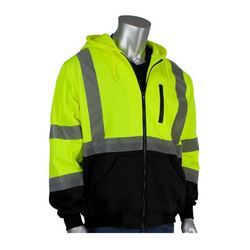 X-Large Hi-Vis Yellow/Black CLASS 3 Zip Hooded Sweatshirt 