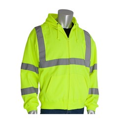 X-Large ANSI Class 3 Hooded  Hi-Vis Yellow Sweatshirt 