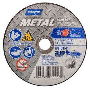 3&quot;x1/16&quot;x3/8&quot; METAL CUT-OFF WHEEL A36T T01/41 (25)