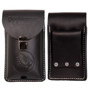 BELT WORN XL LEATHER PHONE  HOLSTER BLACK