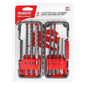 7pc Rebar SDS-Plus 4-Cutter  Carbide HD HAMMER BIT SET 