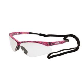 CLEAR PINK CAMO SAFETY GLASSES w/STRAP 12/BX  &quot;ANNIE&quot;