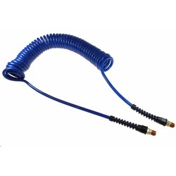 1/4X25&#39; BLUE POLYURETHANE COIL  HOSE w/STRAIN RELIEF 1/4&quot;MPT