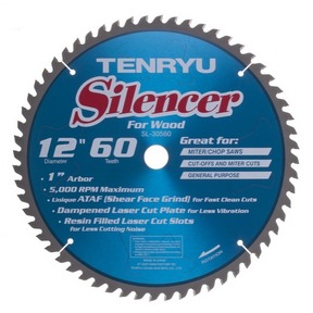 12&quot; 60T 1&quot;ARB ATAF .098KERF  5RAKE SILENCER MITER SAW BLADE